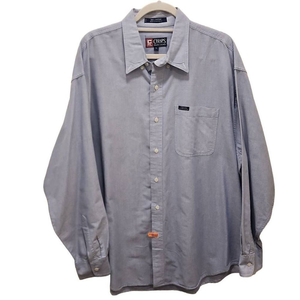 Chaps Ralph Lauren Men's Blue Cotton Long Sleeve Button Down Shirt‎ Size XL